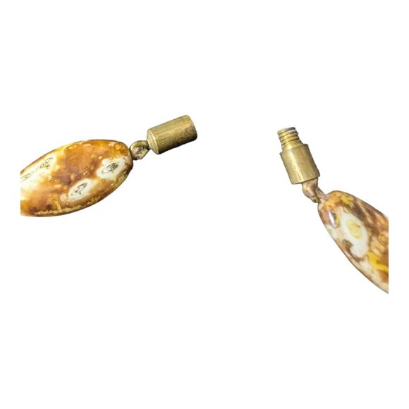 Vintage Earthy Brown & Cream Agate Beaded Necklace 54" Strand Barrell Clasp - Picture 4 of 7